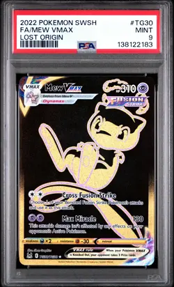 2022 POKEMON SWORD & SHIELD LOST ORIGIN #TG30 FULL ART/MEW VMAX PSA 9 - Image 1