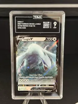 2022 Pokemon SWSH Silver Tempest Lugia V #138/195 TAG 9 Mint Ultra Rare - Image 3