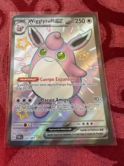 Wigglytuff EX - 222/091 Shiny Ultra Rare Holo NM Pokemon Paldean Fates Spanish - Image 1