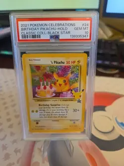 2021 POKEMON CELEBRATIONS CLASSIC COLL #24 BIRTHDAY PIKACHU-HOLO PSA 10 - Image 1