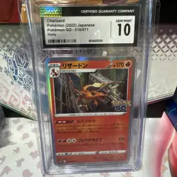 Pokemon TCG Charizard 010 Pokemon Go Holo JPN 2022 CGC GEM MINT 10 - Image 1
