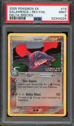 2005 Pokemon EX Delta Species Salamence Reverse Holo Stamped 14/113 PSA 9 MINT - Image 1