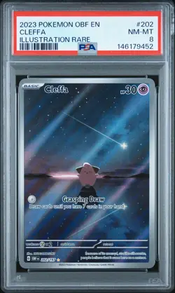 2023 POKEMON OBF EN-OBSIDIAN FLAMES ILLUSTRATION RARE #202 CLEFFA PSA 8 - Image 1