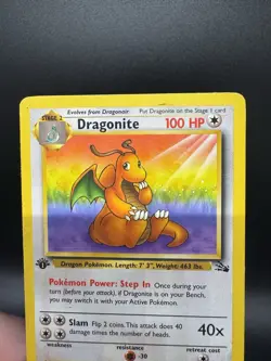 Pokemon TCG Dragonite 19/62 Fossil 1st Edition Regular WOTC Vintage - HP/Damaged - Image 3