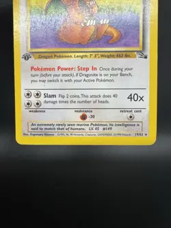 Pokemon TCG Dragonite 19/62 Fossil 1st Edition Regular WOTC Vintage - HP/Damaged - Image 4