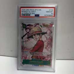2025 ONE PIECE OP13-CARRYING ON HIS WILL ALTERNATE ART MONKEY D. LUFFY PSA 10 - Image 1