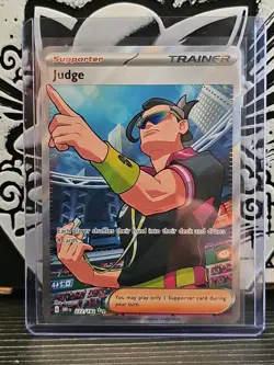 Pokemon TCG Judge Trainer Full Art Destined Rivals Ultra Rare Card 222/182 - Image 1