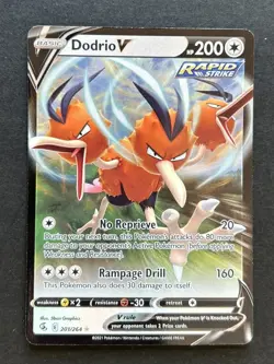 Pokemon TCG Dodrio v Fusion Strike Holo Ultra Rare Card 201/264 - Image 1