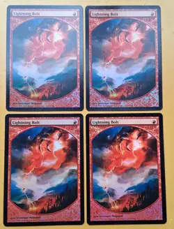 MtG foil Player Reward Lightning Bolt ×4 - NM/SP read description - Image 1