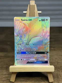 Pokemon TCG Tauros GX Full Art Holo Rainbow Rare Card 156/149 - Image 1