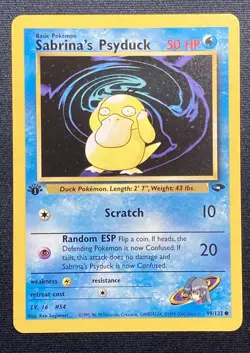 Sabrina's Psyduck 1st Ed. 2000 Pokemon Gym Challenge #99 Common Lightly Played - Image 1