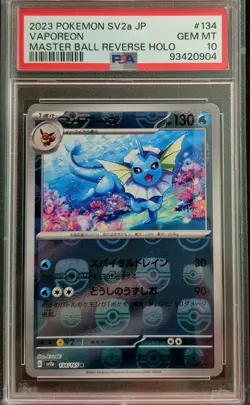 PSA 10 Vaporeon Master Ball 134/165 Sv2a: Pokemon Card 151 Holo (Japanese) - Image 1