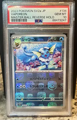 PSA 10 Vaporeon Master Ball Holo 134/165 Sv2a: Pokemon 151 Japanese - Image 1