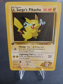 Lt. Surge's Pikachu 81/132 Pokemon TCG Gym Heroes 1st Edition NM+ Never Played - Image 1