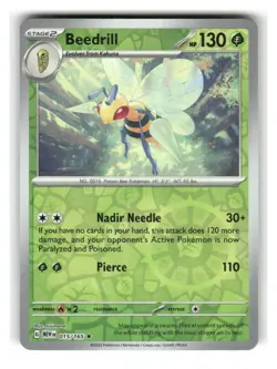 Beedrill 015/165 Rare 151 Pokemon Reverse Holo Near Mint - Image 1