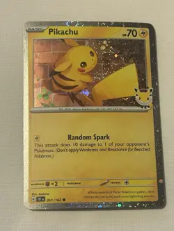 Pokemon TCG Pikachu 051/162 Holo Pokemon Day 2026 30th Anniversary Stamped - Image 1
