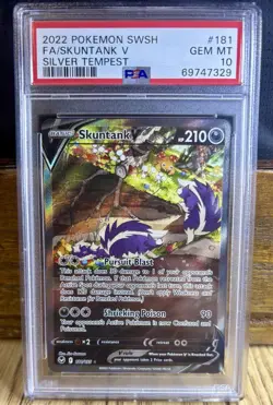 2022 Pokemon SWSH Silver Tempest #181 FA Skuntank V PSA 10 GEM MINT - Image 1