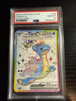 Pokemon Lapras ex Sv07: Stellar Crown 158/142 Ultra Rare Holo PSA 10 2024 - Image 1
