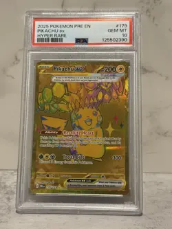 Pikachu Ex Hyper Rare Pokemon Pre En-Prismatic Evolutions 179 PSA 10 - Image 1