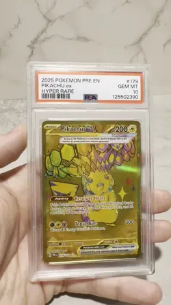 Pikachu Ex Hyper Rare Pokemon Pre En-Prismatic Evolutions 179 PSA 10 - Image 2