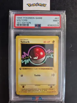 First Edition 1999 Pokemon Base Set 67/102 Voltorb PSA Mint 9 - Image 1