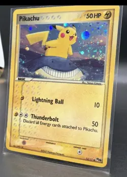 2007 Pokemon POP Series 5 Pikachu 12/17 Holo Inverted Back Error Swirl Rare NM - Image 3