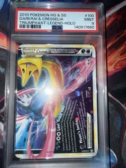 POKEMON TRIUMPHANT DARKRAI & CRESSELIA #100 LEGEND HOLO PSA 9 MINT #43130865 - Image 1