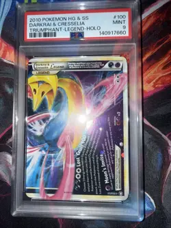 POKEMON TRIUMPHANT DARKRAI & CRESSELIA #100 LEGEND HOLO PSA 9 MINT #43130865 - Image 3