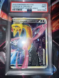 POKEMON TRIUMPHANT DARKRAI & CRESSELIA #100 LEGEND HOLO PSA 9 MINT #43130865 - Image 4