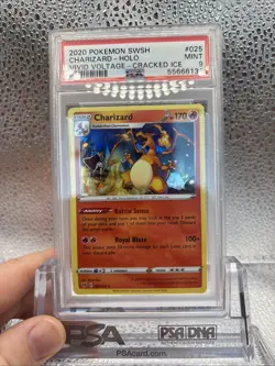 2020 POKEMON SWORD & SHIELD VIVID VOLTAGE CRACKED ICE #025 CHARIZARD-HOLO PSA 9 - Image 1