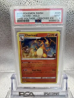 2020 POKEMON SWORD & SHIELD VIVID VOLTAGE CRACKED ICE #025 CHARIZARD-HOLO PSA 9 - Image 3