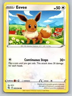 Eevee 205/264 Fusion Strike Basic Colorless Pokemon TCG Continuous Steps - Image 1