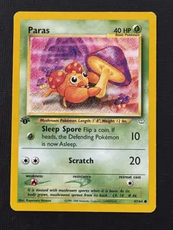 Pokemon Paras 47/64 Neo Revelation 1st Edition Common 40HP Basic - Image 1