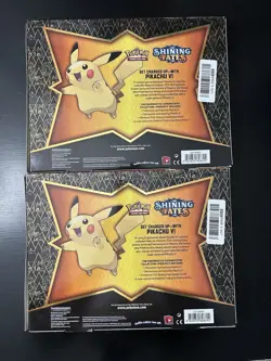 Pokemon Shining Fates Pikachu V Collection Factory Sealed Box Lot of 2 In Hand - Image 2