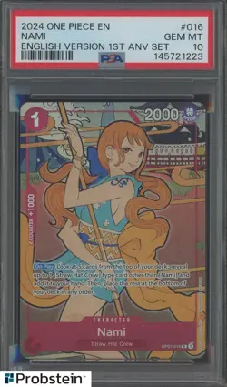2024 One Piece EN 1st Anniversary Set EN OP01-016 Nami PSA 10 GEM MINT - Image 1
