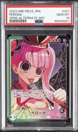 2023 ONE PIECE JPN OP06-WINGS OF THE CAPTAIN ALTERNATE ART #021 PERONA PSA 10 - Image 1
