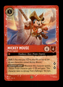 Mickey Mouse - Pirate Captain 18/P2 Disney Lorcana Promo Cards Holo costco - Image 1