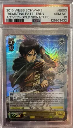 2015 Weiss Schwarz Attack on Titan Resisting Fate Eren Gold Signature PSA 10 - Image 1