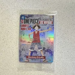 Bandai Namco One Piece CCG Monkey D. Luffy US Voyage Promo Holo Card P-055 - Image 1