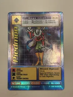 Bandai Digimon CCG Piedmon Bo-42 1st Edition Foil Mega Card 1999 NM/LP - Image 1