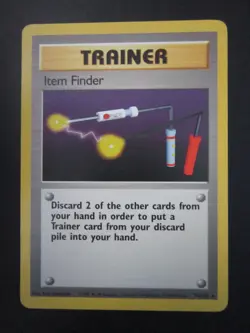 ITEM FINDER TRAINER POKEMON CARD 74/102 BASE SET NON HOLO NEVER PLAYED EX+ NM- - Image 1