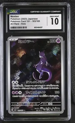 CGC 10 MEWTWO 183 ART RARE 151 JAPANESE SCARLET VIOLET POKEMON GEM MINT - Image 1