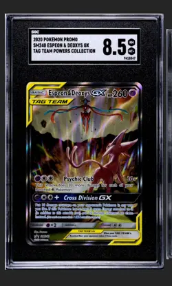 Pokemon Espeon & Deoxys GX Tag Team Powers Coll. Full Art Promo SM240 SGC 8.5 - Image 1