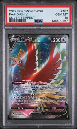 PSA 10 GEM Mint Ho-Oh V 187/195 FULL ART HOLO Silver Tempest Pokemon SWSH TCG - Image 1