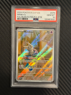 2024 POKEMON SVP PALDEAN FATES POKEMON CENTER ETB PROMO #075 MIMIKYU PSA 10 - Image 1