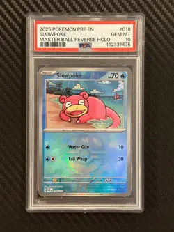 2025 POKEMON PRISMATIC EVOLUTIONS MASTER BALL REVERSE HOLO SLOWPOKE PSA 10 - Image 1