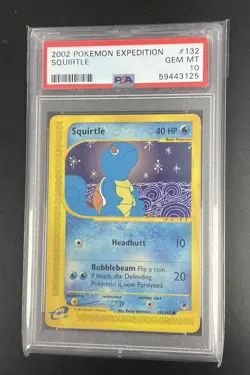 2002 Pokemon Expedition Squirtle #132 WOTC Non-Holo PSA 10 - Image 1