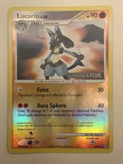 Pokemon TCG Lucario Diamond & Pearl 6/130 Reverse Holo Rare Stage 2007 NM/LP - Image 1