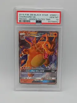 POKEMON SM BLACK STAR PROMO HIDDEN FATES TINS SM211 CHARIZARD GX PSA 10 - Image 1