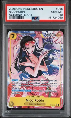2026 ONE PIECE EB03-ONE PIECE HEROINES EDITION ALT ART #055 NICO ROBIN PSA 10 - Image 1